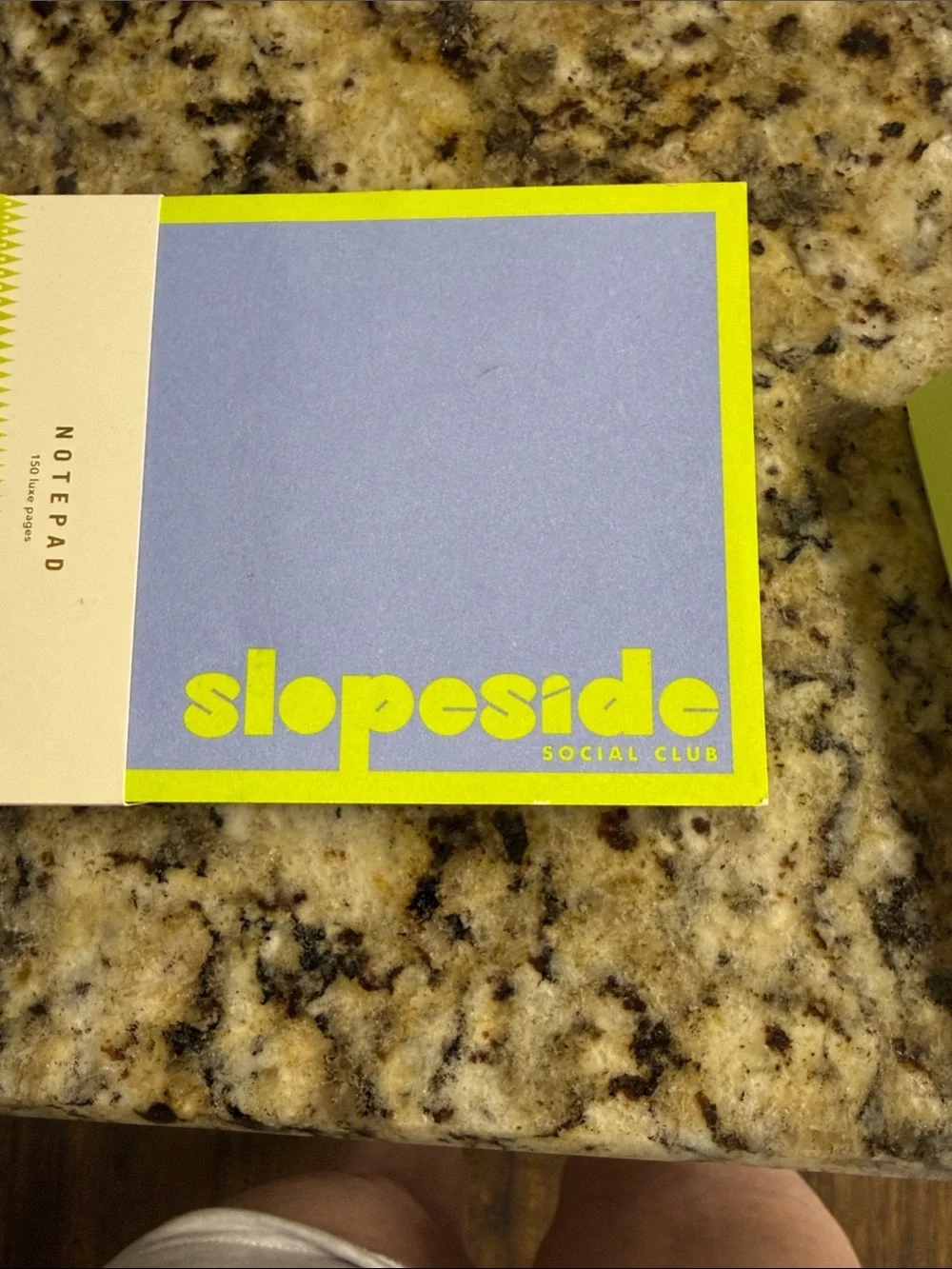 Anthropologie Blue Notepad with Neon Green Trim